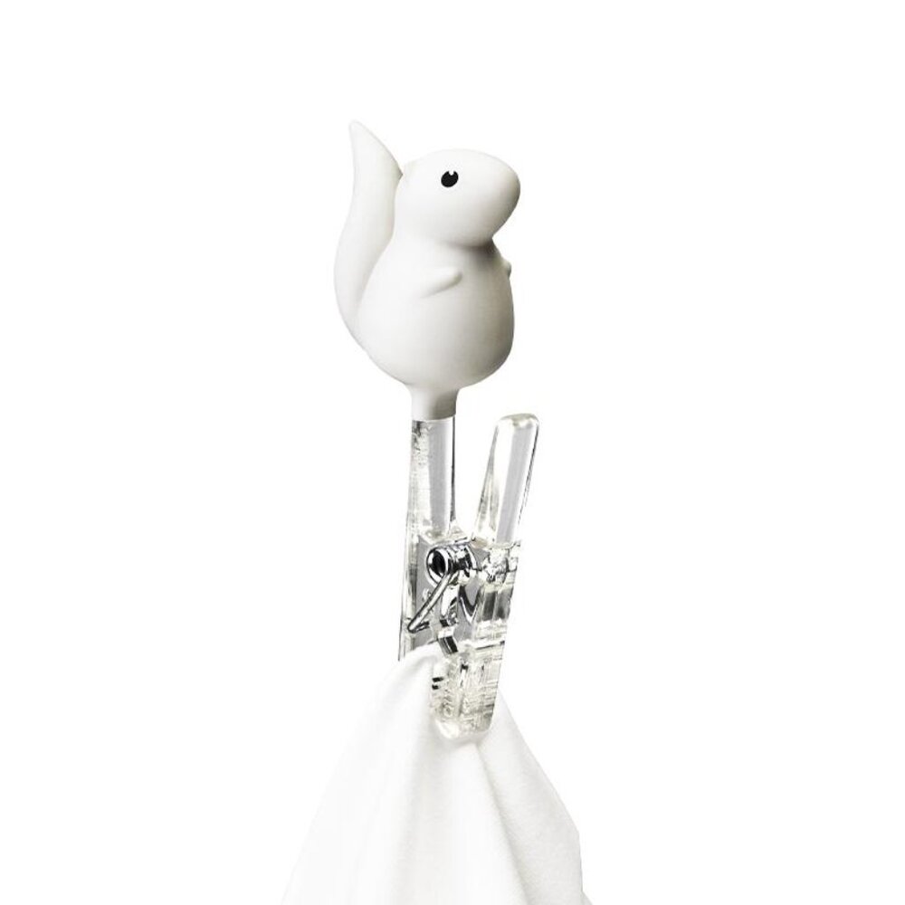 Qualy Design White Peg Squirrel Clothespins Clips NEW in box